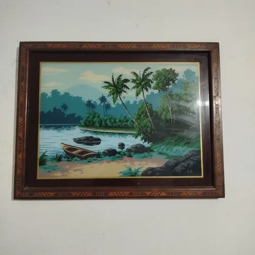 Quadro paisagem tropical vintage anos 50