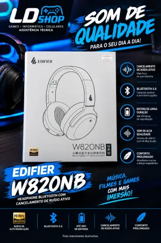 Fone de ouvido over-ear sem fio Edifier W820NB (AZUL)