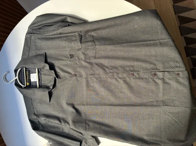 Camisa Masculina LORDMAN Cinza Manga Curta