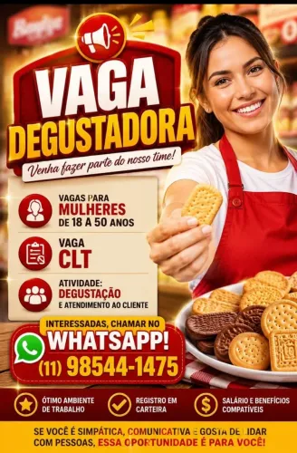 Vaga início imediato vendedora/degustadora 