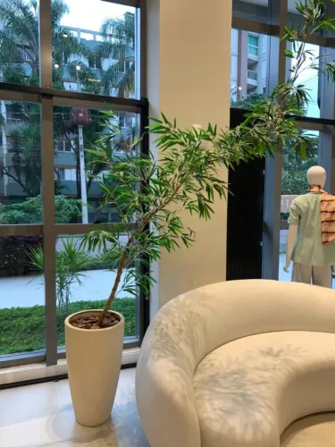 Bambu decorativo com vaso - planta artificial para decoração