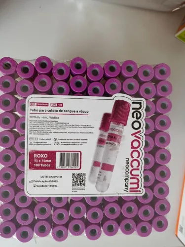Tubos com EDTA de 4 mL para coletas a vácuo