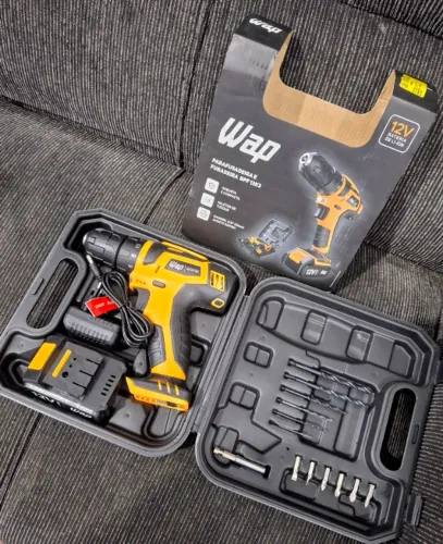 Furadeira e Parafusadeira Wap a Bateria 12V com Maleta 13 Peças BPF 12K3