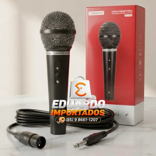 Microfone Profissional com fio 2,5m, som de Alta Qualidade, Redução de Ruído HD