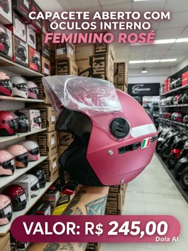 Capacete feminino com óculos - ENT GRÁTIS