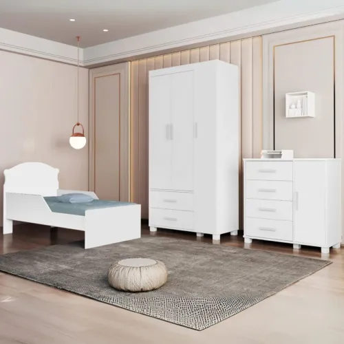 Quarto completo infantil cama + cômoda + guarda roupa Livia - ENTREGA HOJE !!!