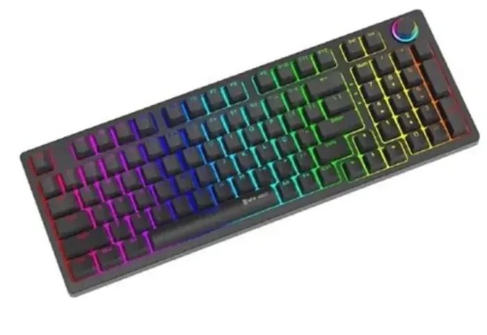 Teclado Mecânico Gamer New Hero Warlock, RGB, Switch Blue, USB, Preto