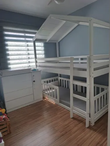 Beliche Infantil Casinha Madeira e MDF Casatema Branco/Marrom Branco/Natural