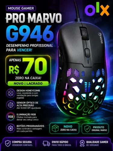 Mouse Gamer Marvo G946 RGB - Novo na Caixa - Apenas R$70