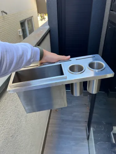 Porta talher e lixeira de embutir em alumínio