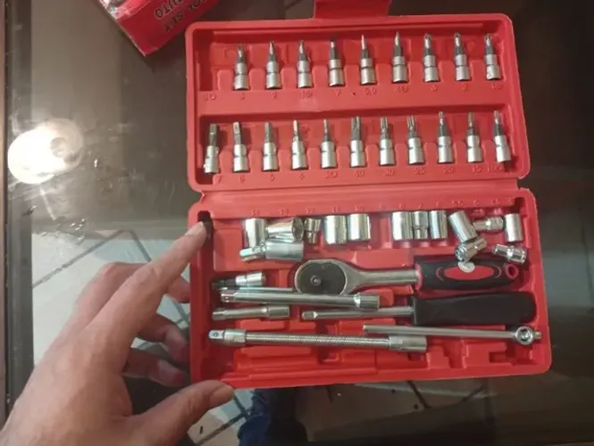Kit Jogo de Ferramentas 46 Peças Chave Catraca Soquetes Allen Torx