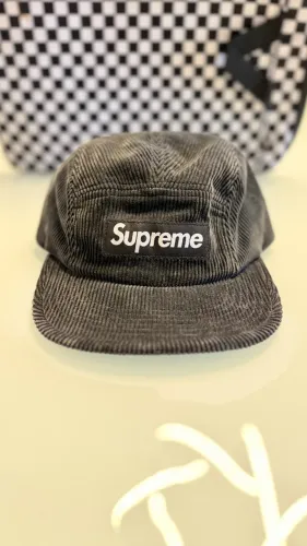 Boné Supreme Corduroy Camp Cap Black