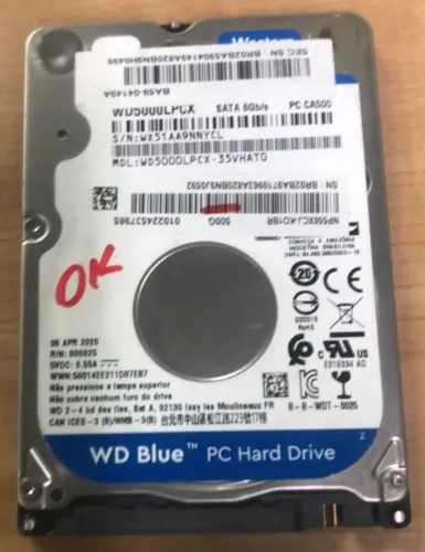 HDs SATA 500GB Usados Testados - Notebook