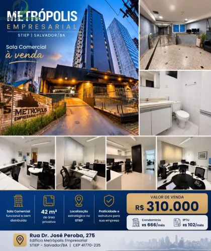 Sala Comercial 42m² no Metrópolis Empresarial, STIEP