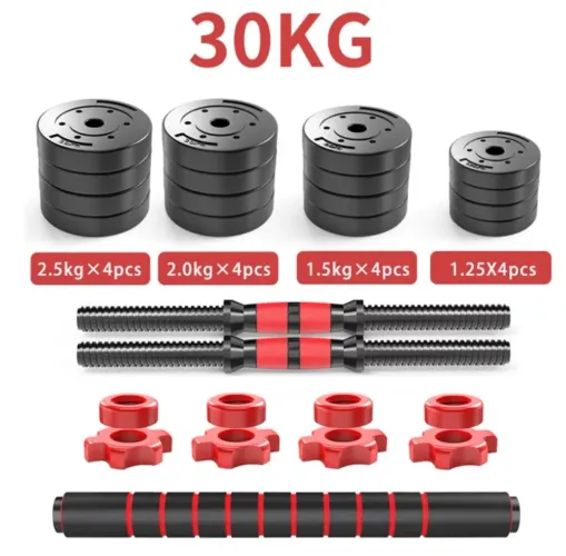 JOGO DE HALTERES AÇO EMBORRACHADO 30KG