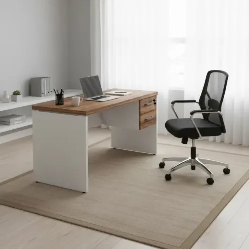Mesa de Escritório 1,70×0,70m C/ Gaveta Nogal Sevilha/Branco Prática e Funcional 34319