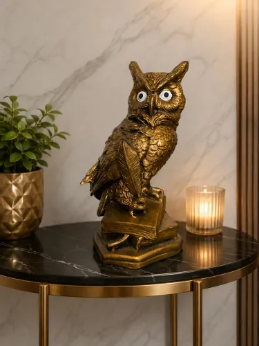 Coruja Decorativa Dourada - Elegância e Sofisticação para Seu Ambiente!