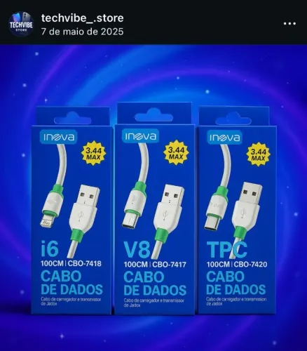 Carregador Tipo C, V8, Lightning