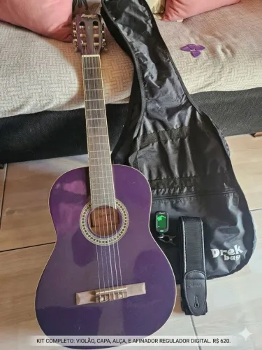 Violão roxo mais kit completo