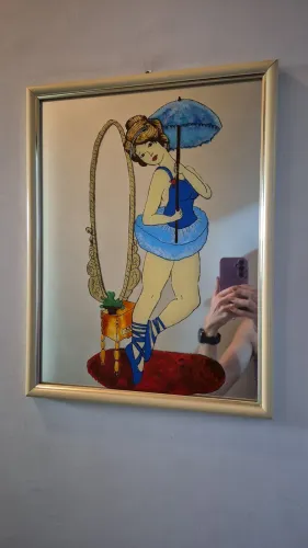 Pintura bailarina no espelho emoldurada