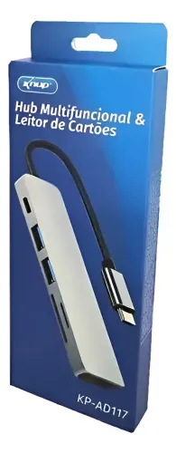 Hub Multifuncional & Leitor De Cartões Tipoc 6 Em 1 Kd-ad117 Pratead