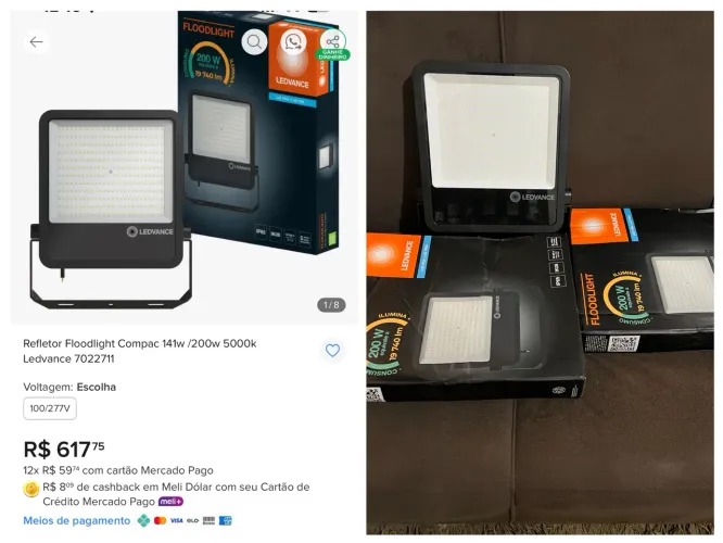 2 Refletores de 200 w de potência por apenas 600 reais
