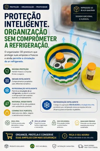 Porta Ampolas 5ml Premium | Organizador com Tampa Rosqueável | Várias Cores