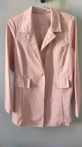 Blazer Feminino Alfaiataria Rosa Claro