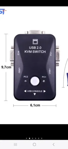 Switch KVM 2 portas USB e VGA