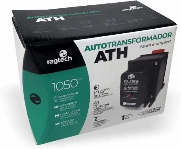 RAGTECH - Autotransformador ATH 1.050 - 1.050VA/525W - Bivolt - 2 tomadas - Modelo 4473