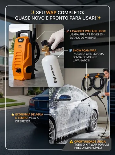 Lavadora de Alta Pressão WAP + Canhão de Espuma Snow Foam WAP - Estado de Nova!