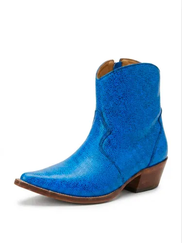 OFERTA! Bota JM em Couro Azul Exótica - Tamanho 40