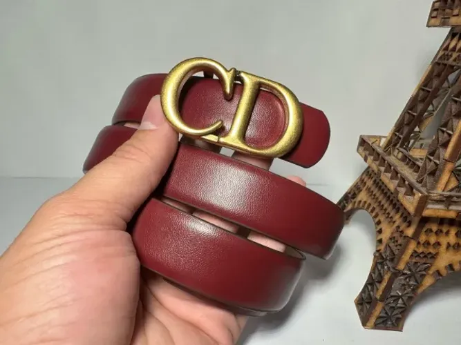 CINTO ACINTURADO DIOR COURO GENUINO RESINADO MARSALA PREMIUM CD TOP ITALY