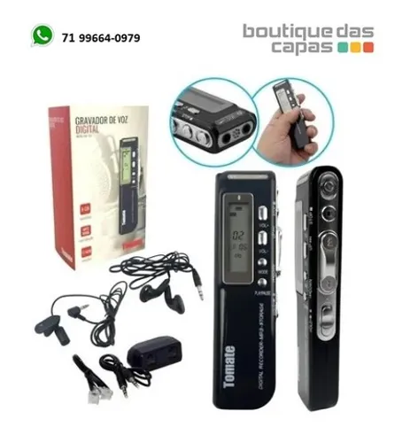 Gravador de voz digital mp3 memória interna 8gb mt-556 espião aulas