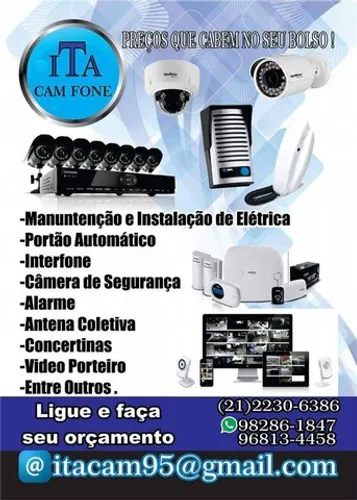 CFTV, interfone, Alarme, elétrica e portão automático 