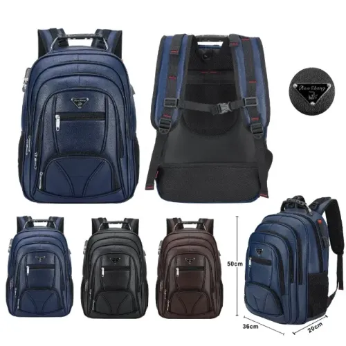 Mochila Couro Resistente Bem Espaçosa Faculdade Trabalho Viagem