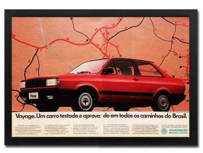VW Voyage GLS 1989 - Quadro decorativo com propaganda original de revista