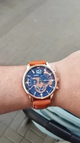 Relógio Gold Estilo Field Maquinário Quartz Pulseira de Couro Garantia de 1 ano