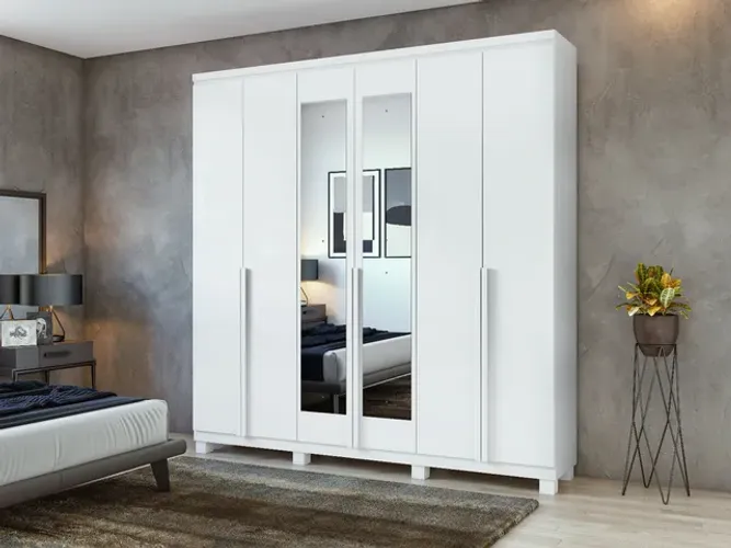 GUARDA ROUPA CASAL 6 PORTAS E 4 GAVETAS <br>