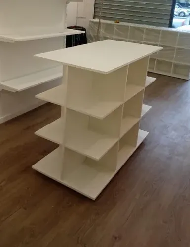 bancada central de loja modelo gondola branco 