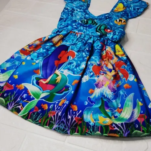 Vestido Rodadoo Personagem Ariell Infantil Veste 1 E 2 Anos