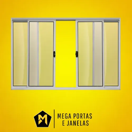 Janela Quatro folhas Alumínio Branco - Linha 20 (Completa)