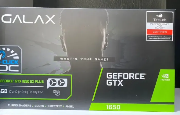 Placa de Vídeo Galax NVIDIA GeForce GTX1650 EX PLUS, 4GB, GDDR6, G5, 128 Bits
