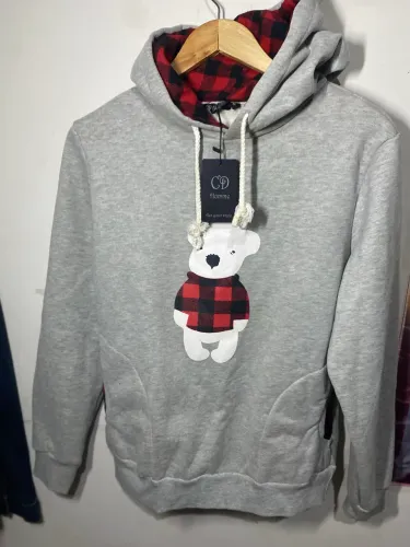 Moletom importado acolchoado com xadrez - urso alto relevo - GG - novo  