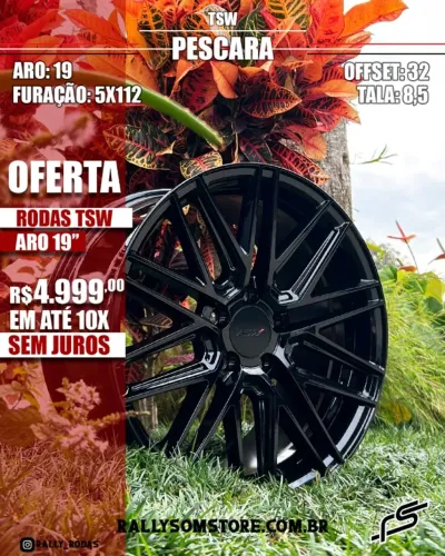 Roda TSW Pescara Preto Brilhante 5x112 - 19x8,5 Offset 32