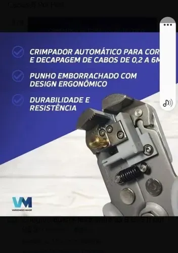 Alicate Decapador Cortador Crimpador Fios Cabos 8 Pol Prof