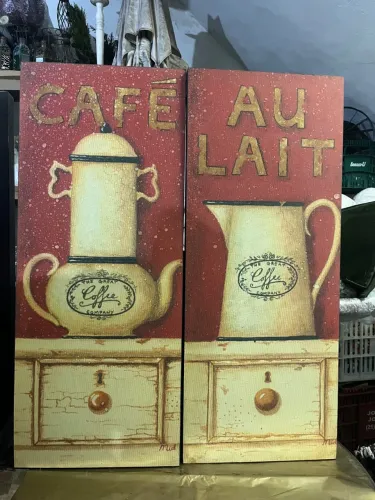 Painel Decorativo Café Au Lait - 2 Peças tamanho altura 0,85 X largura 0,35