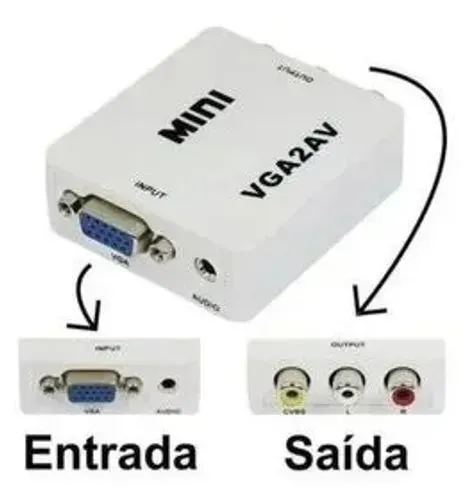 Conversor Vga Para Av Rca Áudio E Vídeo