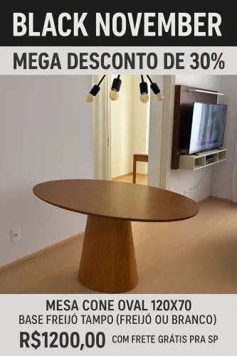 Mesa saarinen cone oval 1,30X0,70 freijó 