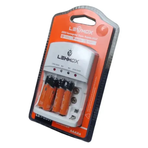 Carregador de Pilhas Recarregáveis Lehmox 2AA/AAA
